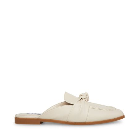 Cream Steve Madden Chart Leather Women's Mules | PH 9758IJP